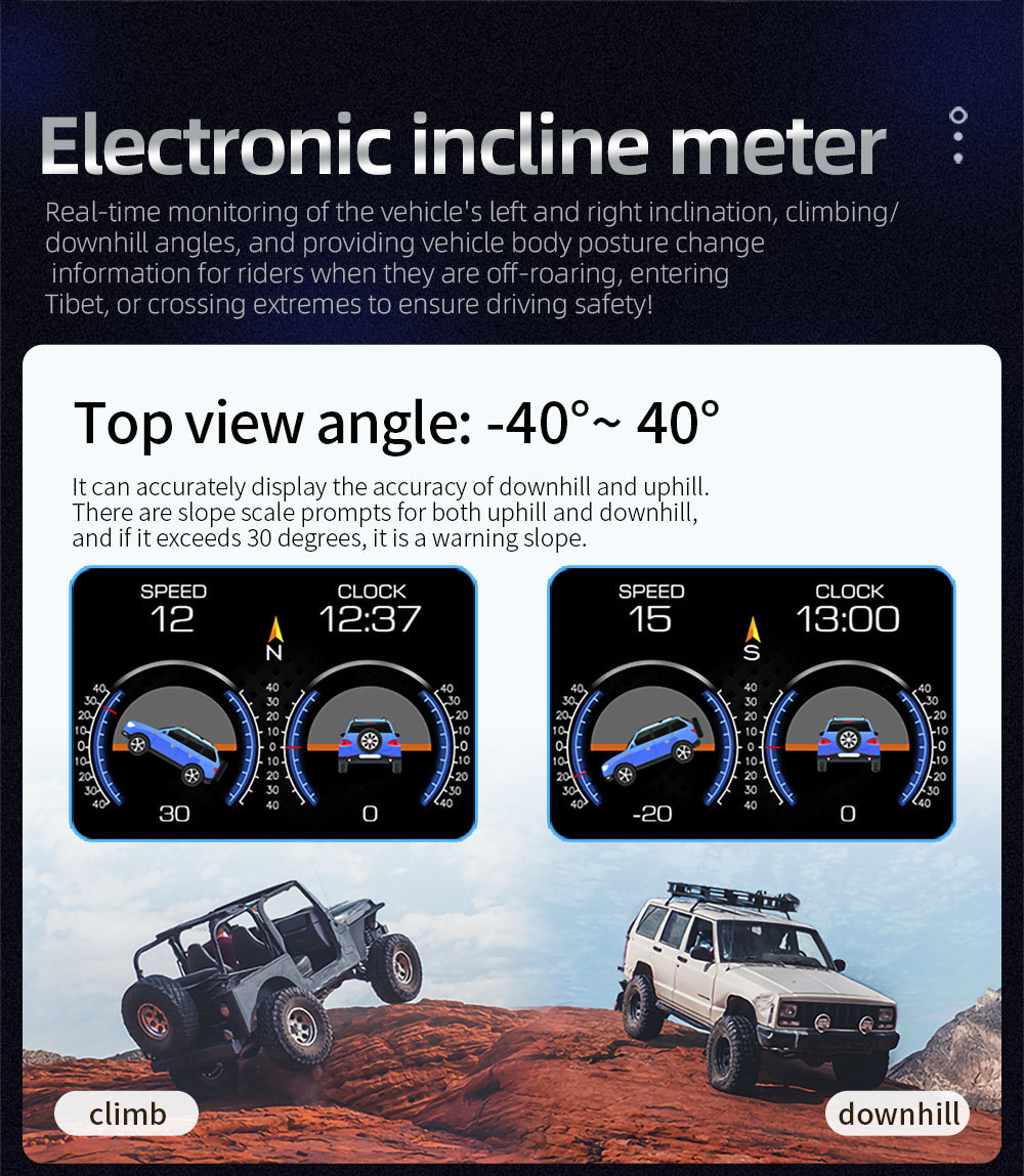Cross-border multifunctional LCD HUD head-up display car-mounted high-definition OBD automotive instrument digital GPS inclinometer