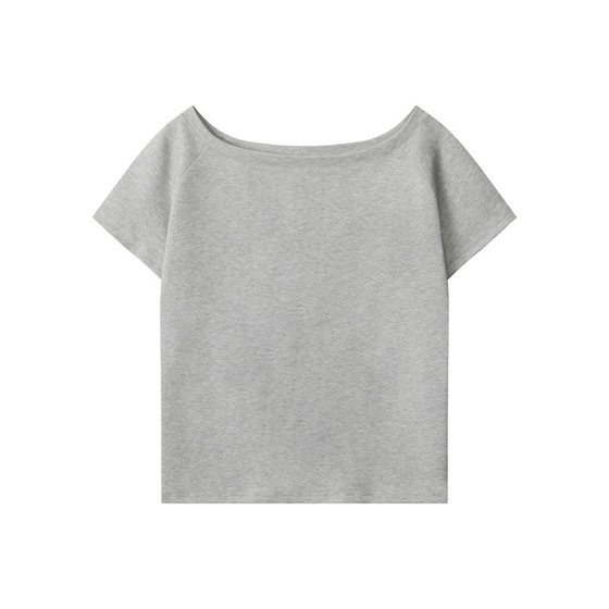 Nariele 2025 Summer New Spice Girls off-shoulder Design Top Women's Niche off-shoulder Temperament Short-sleeved T-shirt