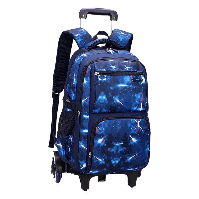 Mochila trolley de tres piezas para estudiantes de secundaria, diseño de pez natural, gran capacidad, transpirable y adecuada para subir escaleras.