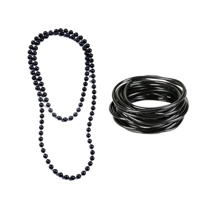 Negro misterioso protector de la cabeza del grano de la muñeca correa de la cadena de cinco piezas ropa de fiesta