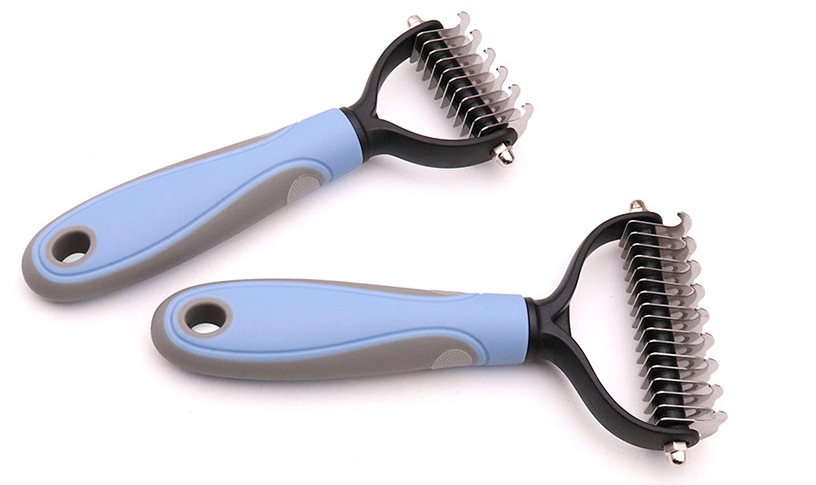 Perro gato nudo peine Amazon popular peine depilación peine de doble cara nudo de acero inoxidable peine suministros para mascotas