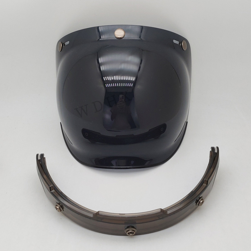 Factory motorcycle helmet retro half helmet with bubble visor, three-buckle safety windproof lens with bracket set