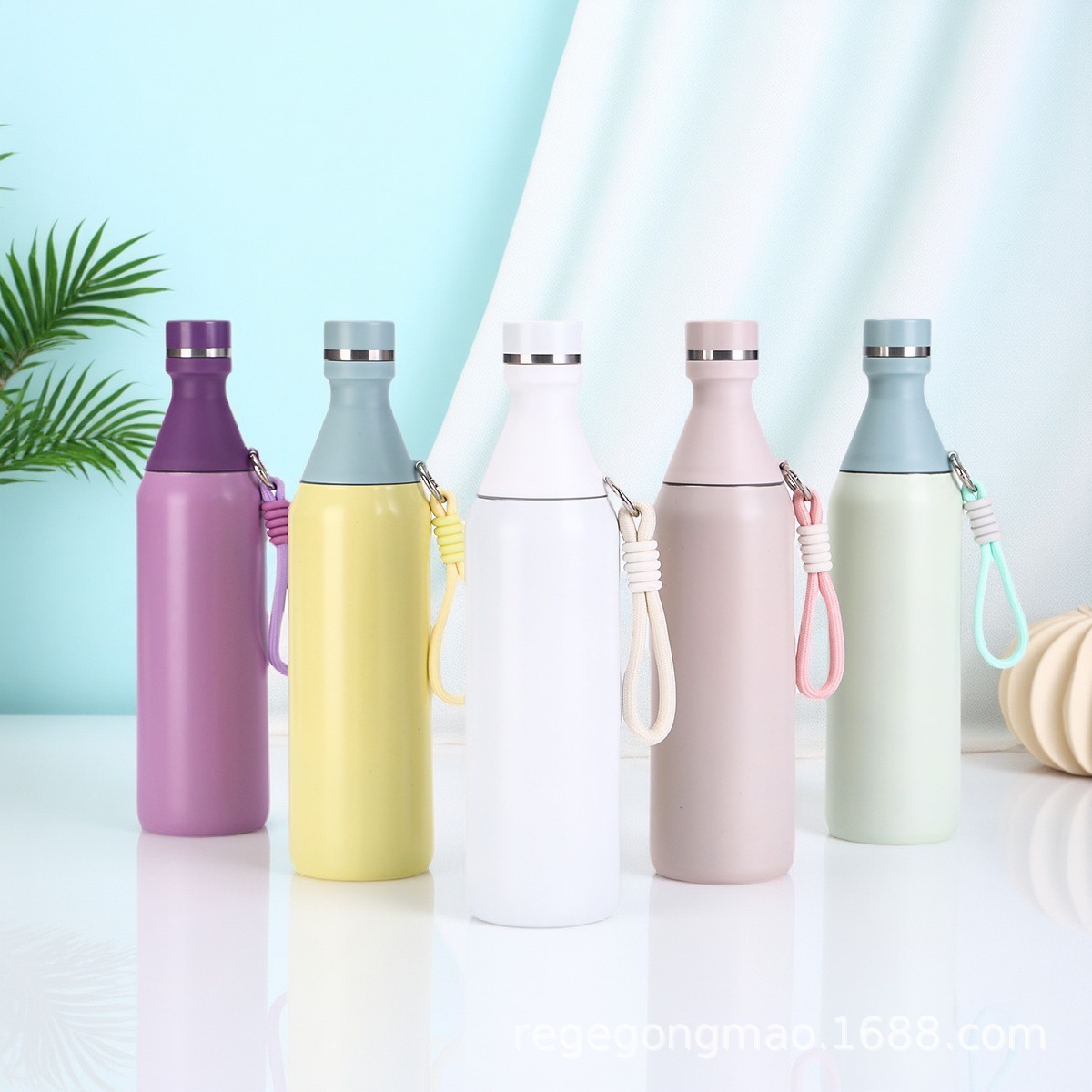20oz小口保龄球保温杯带提绳304不锈钢可乐瓶美式户外运动水壶