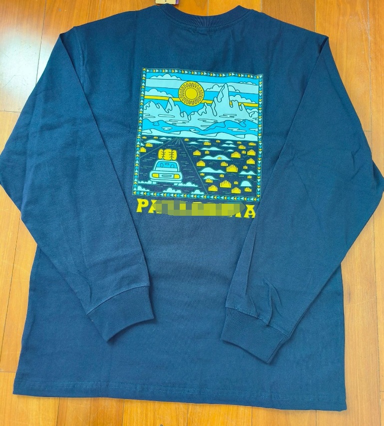 Comercio exterior clásico Sunrise logo puro algodón ola pareja cierre cuello redondo camiseta manga larga