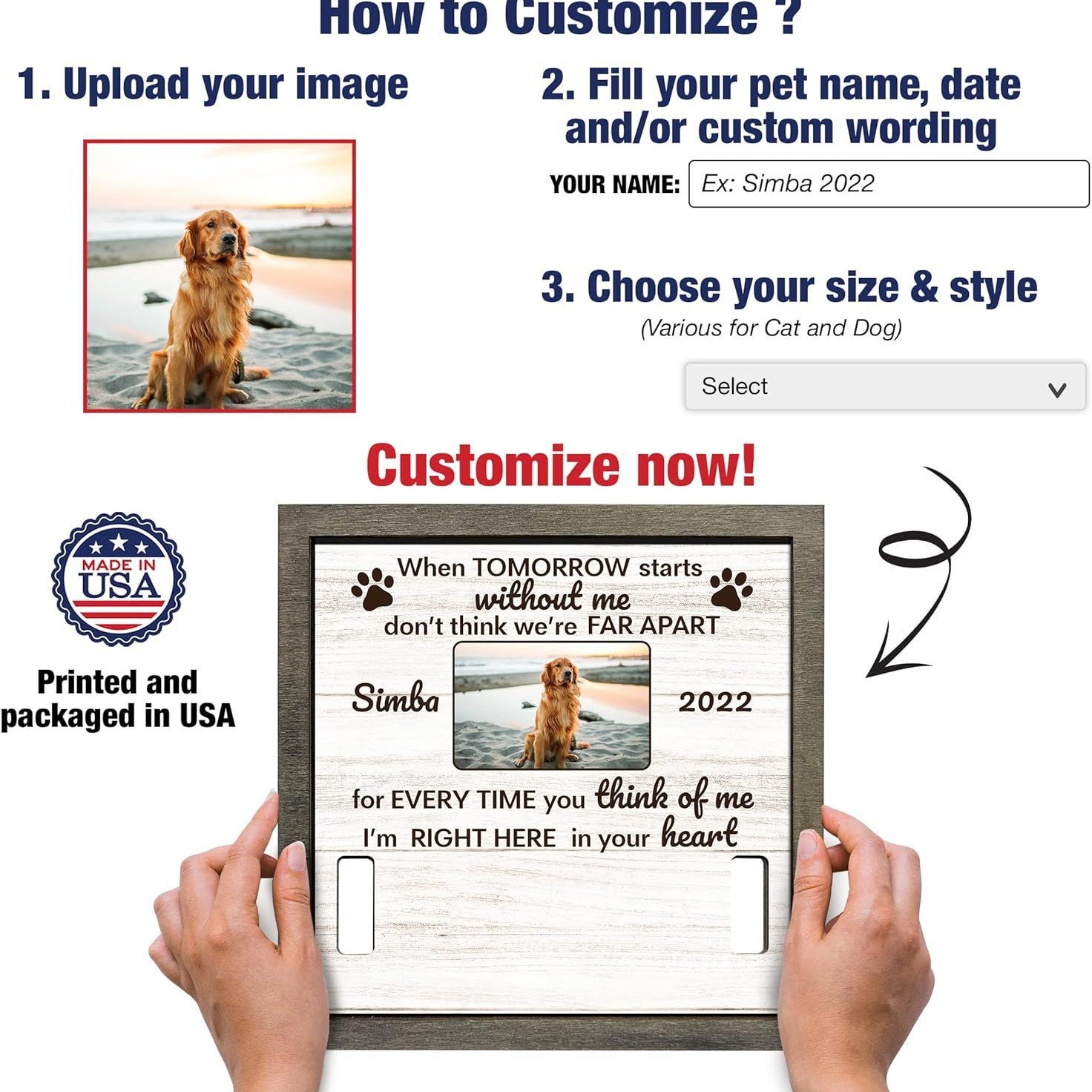Marco DE FOTOS conmemorativo de la mascota de madera puede sostener el collar tridimensional Mesa PET foto marco madera mascota regalo perdido