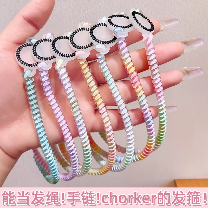 Fashionable Phone Cord Headband Hairband Bracelet for Women 2025 New Makeup and Face Wash Portable Headband Hairpin Hair Accessories