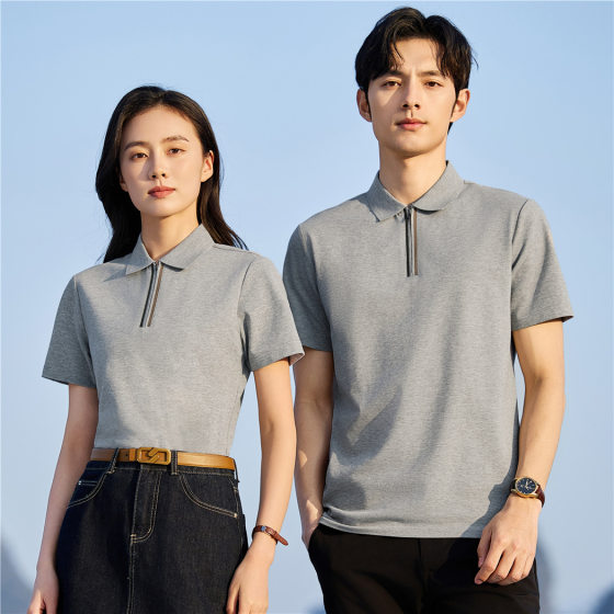 210g ice ammonia super cool heat cover anti mite pearl cotton POLO shirt short sleeve zipper lapel jacquard T-shirt custom