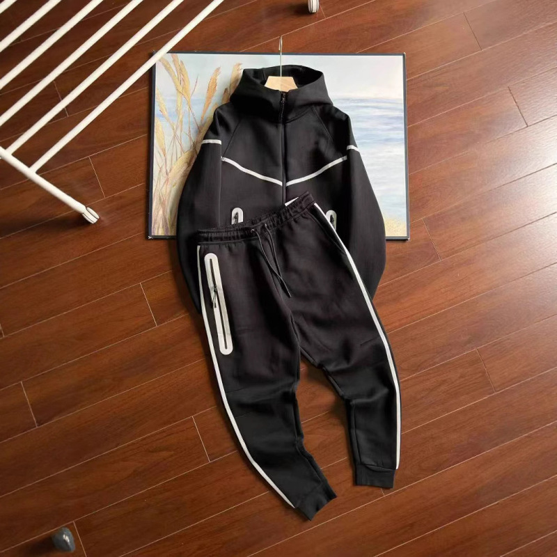 Casual Sports New Zipper Jacket Hooded Reflective Patch Set Drawstring Outdoor Windbreaker Series Casual Fashion