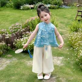 女小童新中式套装夏季2026新款女宝宝盘扣汉服夏装儿童薄款两件套