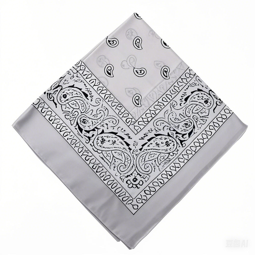 Квадратный шарф с цветком кешью серый