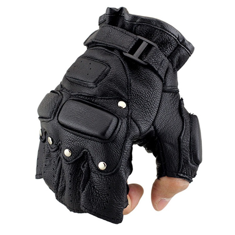 Piel de oveja medio dedo guantes de fitness hombres y mujeres bicicleta de montaña CS deportes transpirable montar medio dedo guantes tácticos