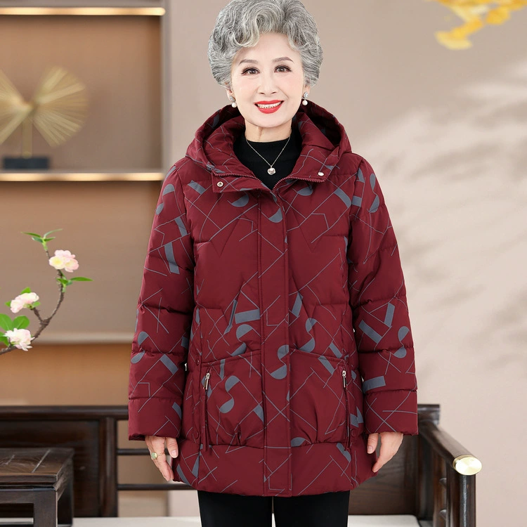 Бабушка зимняя хлопчатобумажная куртка для женщин среднего и пожилого возраста хлопчатобумажная одежда для мамы среднего и длинного пальто для пожилых людей осень и зима хлопчатобумажная одежда новый стиль