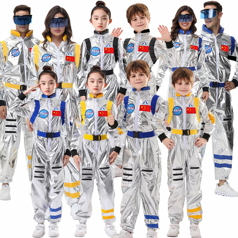 Disfraces de Halloween para adultos y niños, traje espacial, Día de los niños, hombres y mujeres, bandera china, disfraces de actuación de astronauta robot image 12