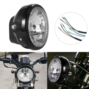 Retro Harley Motosiklet 7 düym H4 Fara, LED Dönüş Siqnallı Angel Ring