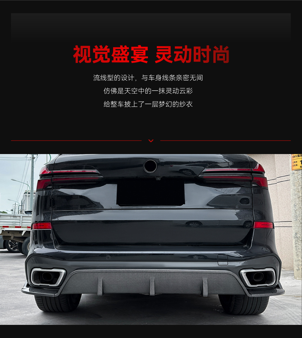 Suitable for 2019+ Bmw X5 G05 m Sport Black Warrior Rear Spoiler Corner Rear Lip Tail Lip Modification