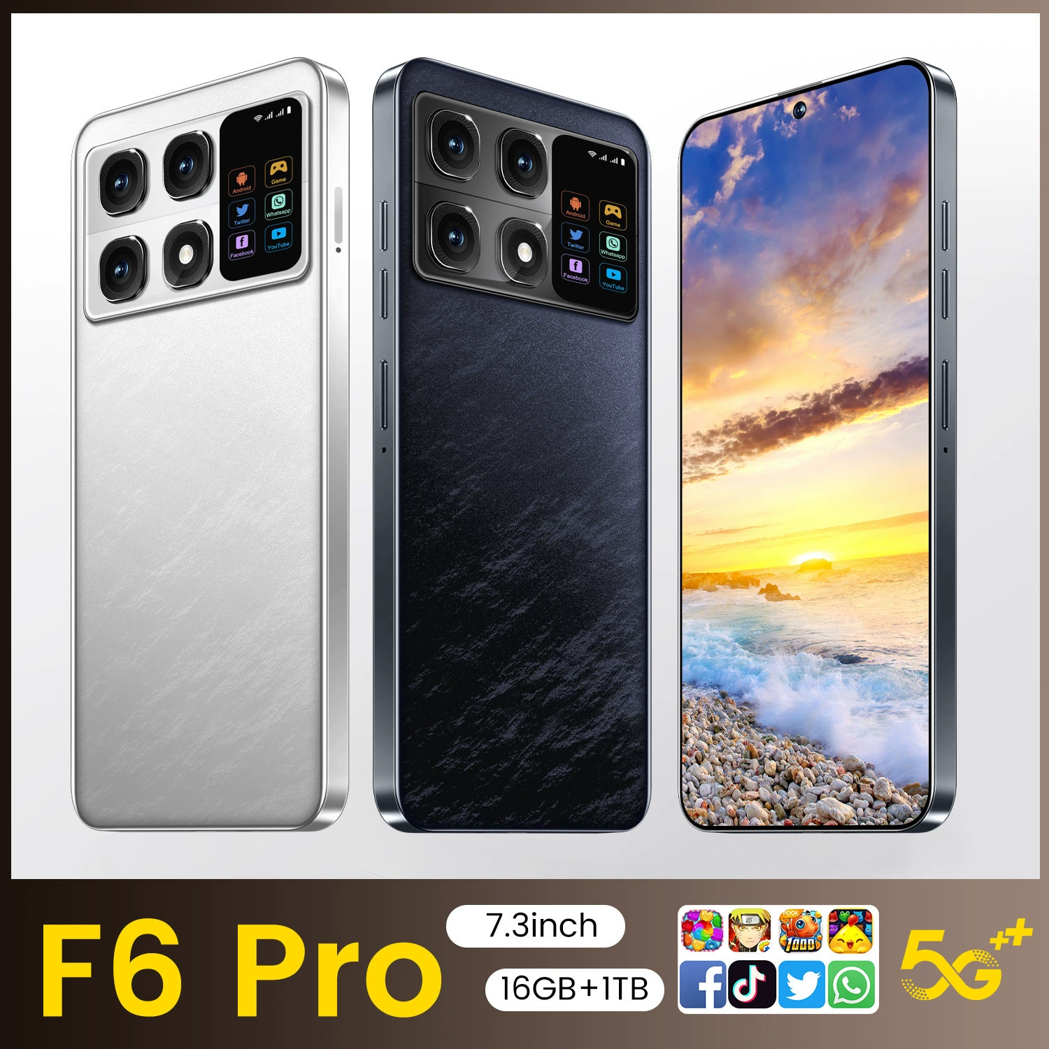 Популярный F6 PRO дополнительный экран кросс-бордер мобильный телефон 16+1ТБ перфорированный экран OZON AliExpress горячая внешняя торговля смартфон