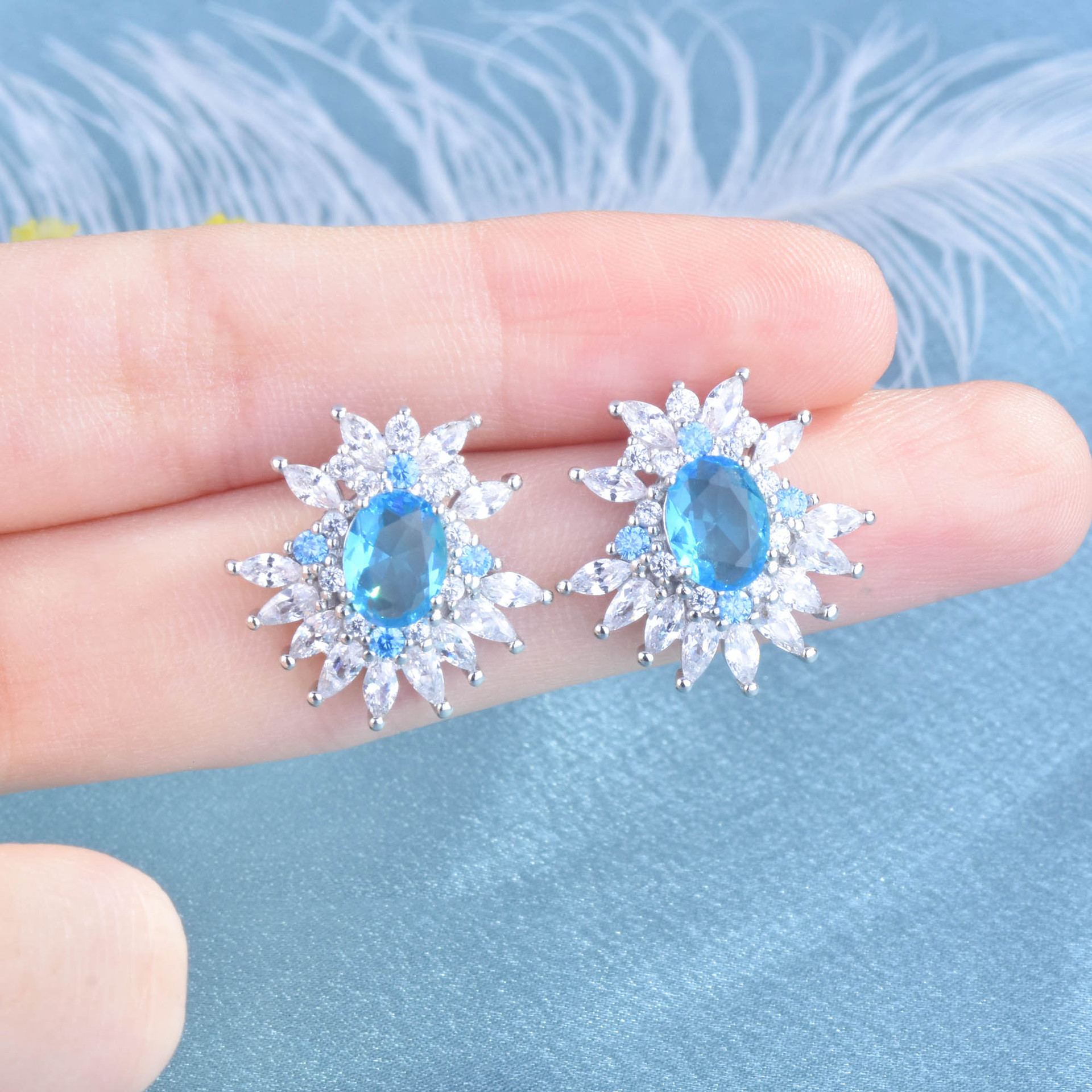 Design Imitation Natural Topaz Earrings European And American Luxury Diamond Color Earrings display picture 8
