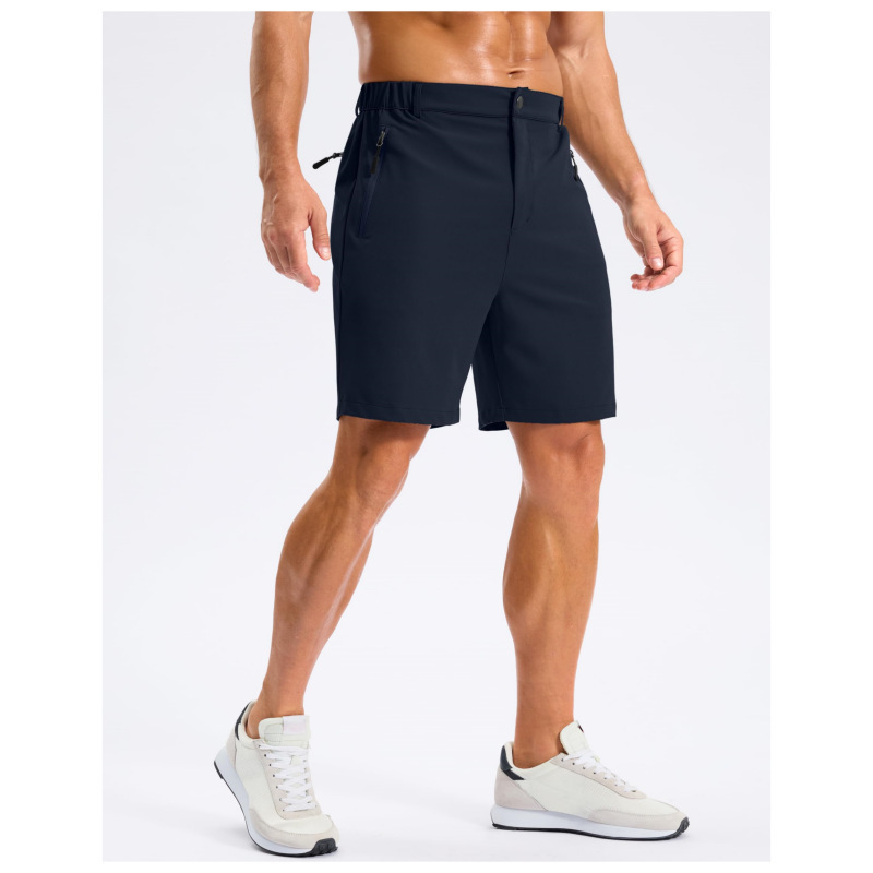 Cross-Border New Men's Outdoor Hiking Shorts Lightweight Quick-Dry Golf Shorts with Zipper Pockets Casual Shorts