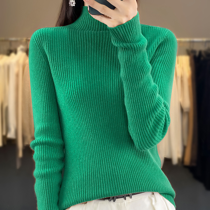 简约气质中领毛衣女秋冬大衣内搭修身显瘦针织衫软糯半高领打底衫|undefined