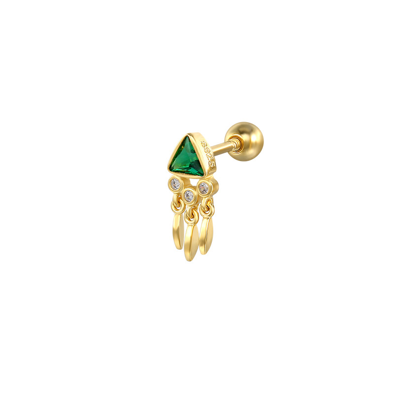 2g Weight 18K Gold Plated Plating Material Ear Studs Classification 1 Piece Quantity Holiday, Daily Occasion 925 Sterling Silver Material Triangle, Tassel Pattern Unisex Gender Casual, Simple Style Style 1 Piece Ear Cartilage Rings & Studs Casual Simple Style Triangle Tassel 925 Sterling Silver 18K Gold Plated 7