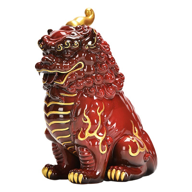 Китайское большое красное керамическое украшение Pixiu Lucky Office Гостиная Винный шкаф Шкаф для телевизора Высококачественные декоративные украшения