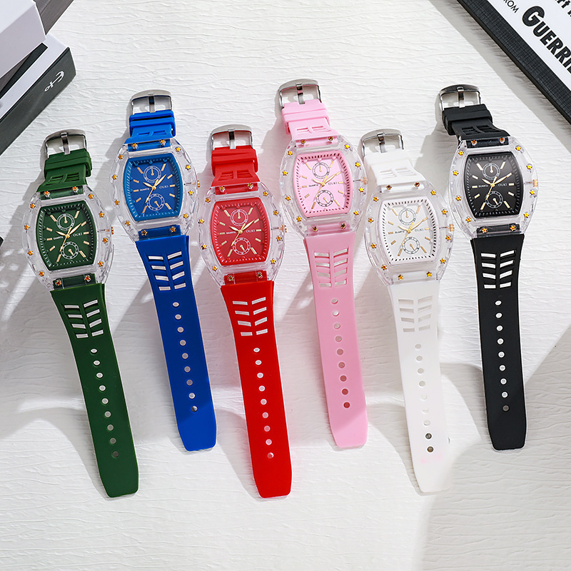 Reloj nuevo en forma de barril de vino transparente, reloj de cuarzo de la serie Richard transfronterizo de nicho casual, reloj en forma de barril para hombre⌚️