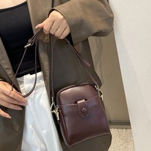 2025新款女包跨境外贸爆款单肩斜跨小包包油蜡皮双层绳子百搭