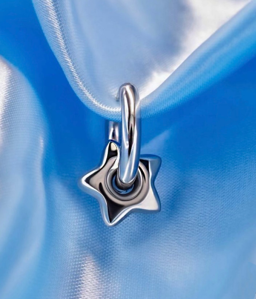 Titanium Steel Material 1 Pair Simple Style Star Heart Shape Polishing Titanium Steel Drop Earrings