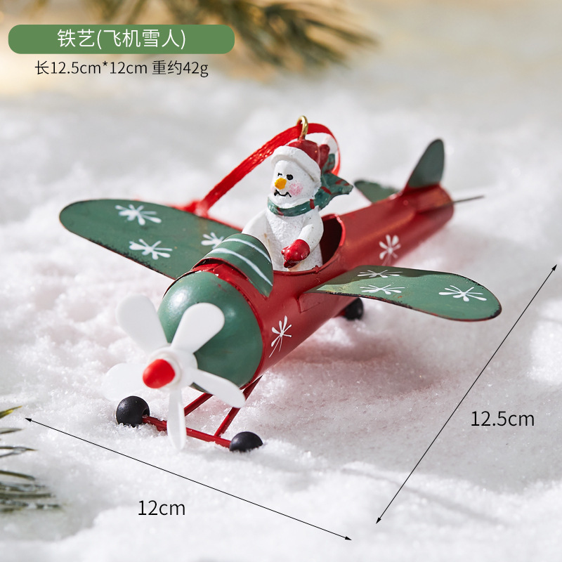 越境新品鉄芸クリスマスツリー小郵便箱サンタクロース雪だるまショーウインドー配置ストラップ飾り小置物|undefined