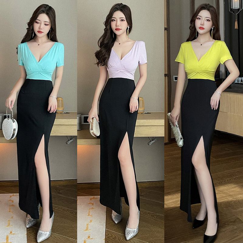New fashion nightclub technician work clothes Sexy Slim massage charm evening dress bar slimming long dress