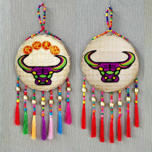 云南特色竹编簸箕民族风牛头挂件饭店酒店民宿农乐墙面装饰挂画