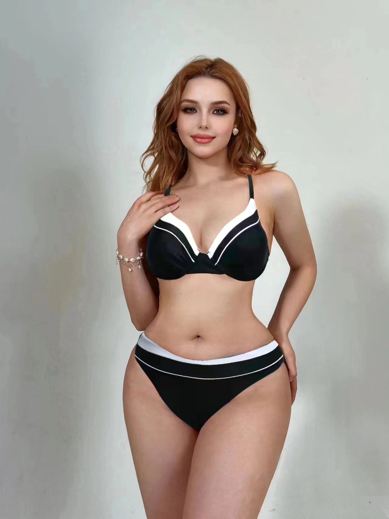 Mujeres Vacaciones Bloque De Color Juego De 3 Piezas Bikinis Traje De Baño display picture 5