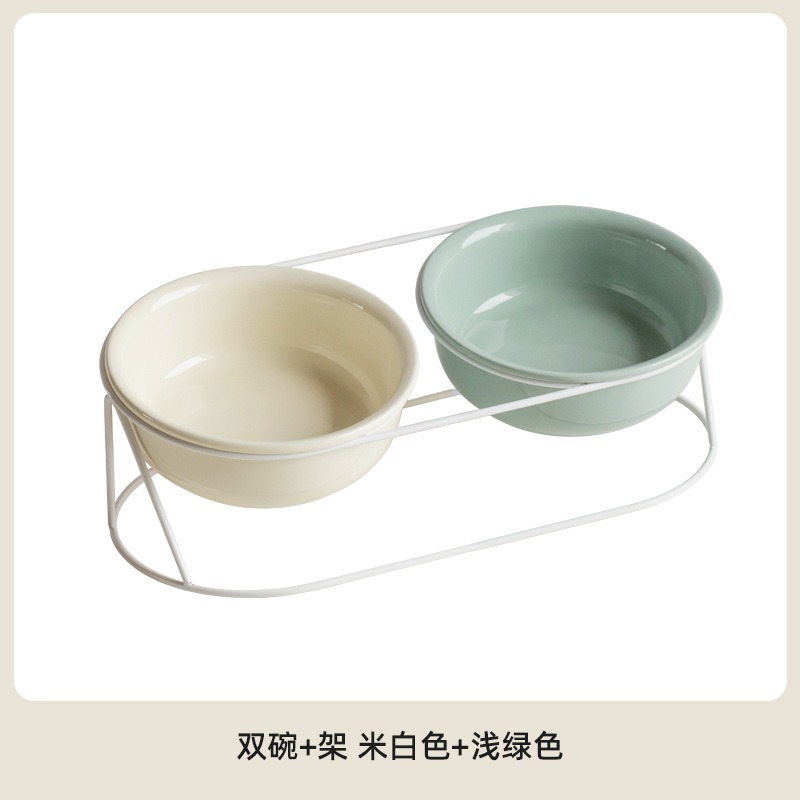 Tacos de cerámica personalizados para mascotas de doble cuenco para proteger la columna vertebral cervical, cuenco para gatos, cuenco para gatos, cuenco de agua potable de gran capacidad, cuenco de grano, cuenco anti-derrumbe, cuenco para gatos