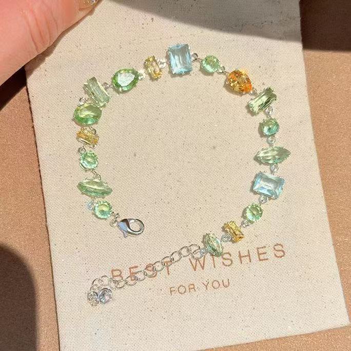 Lime Candy Sparkling Diamond Bracelet Summer New Dopamine Sweet Fresh Bracelet Light Luxury Exquisite High-End Jewelry for Women