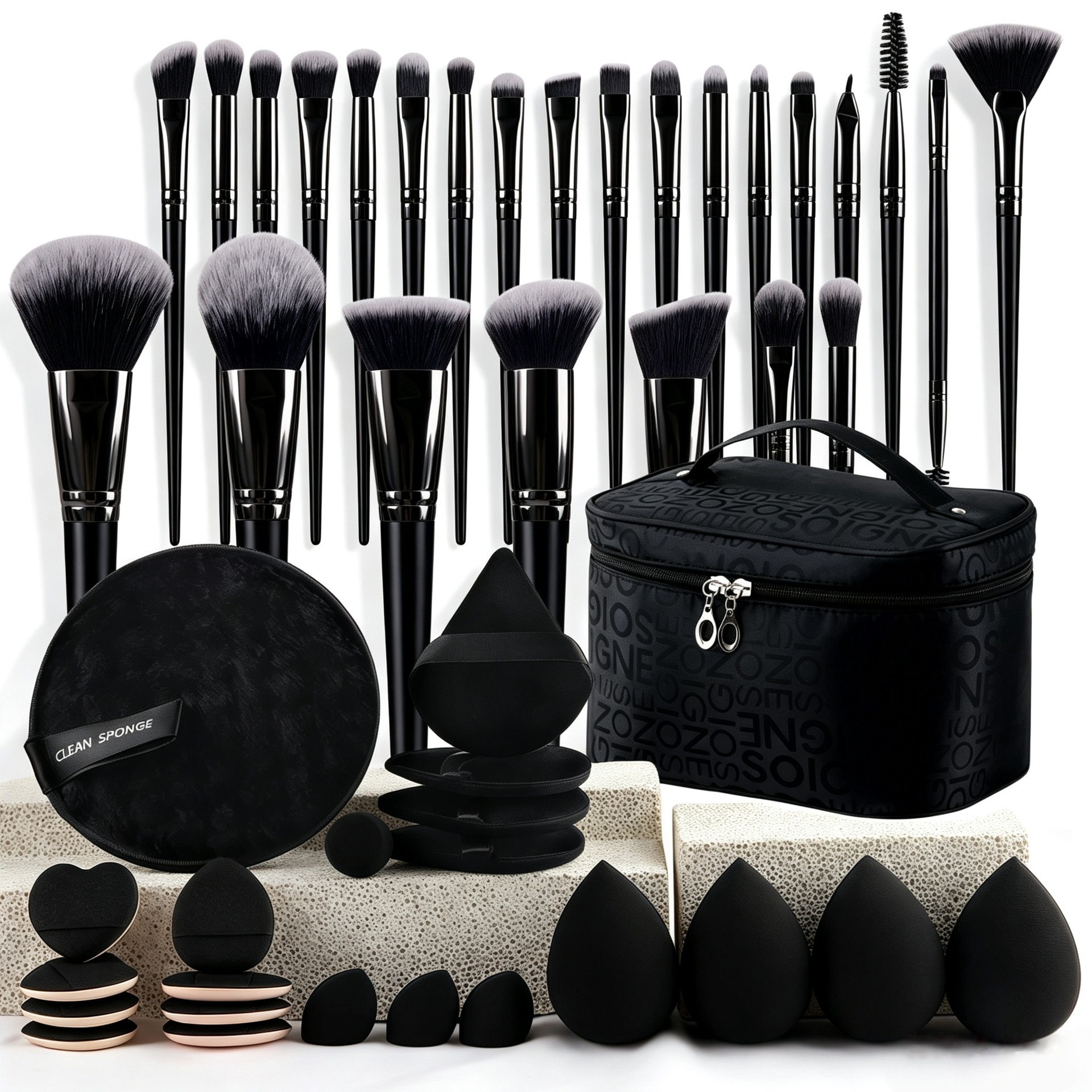 47 conjuntos de herramientas de maquillaje de belleza combinación de bolsas de maquillaje de viento fragrante conjunto de cepillo de maquillaje portátil de lavado de viaje polvo de maquillaje