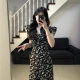 Tea Break French Style Black Floral Dress dress Women's Summer 2025 New Style Small Elegant Slimming Long Dress