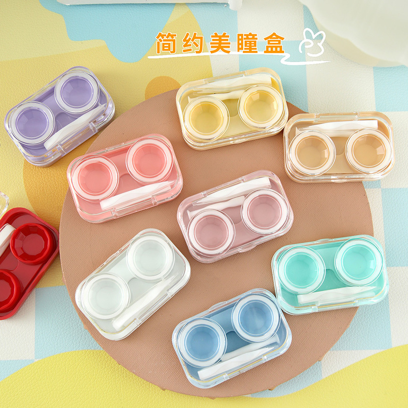 Casual Twist-Free Lid Transparent Contact Lens Case, Cute All-In-One Portable Contact Lens Case, Portable Companion Box, Double Box