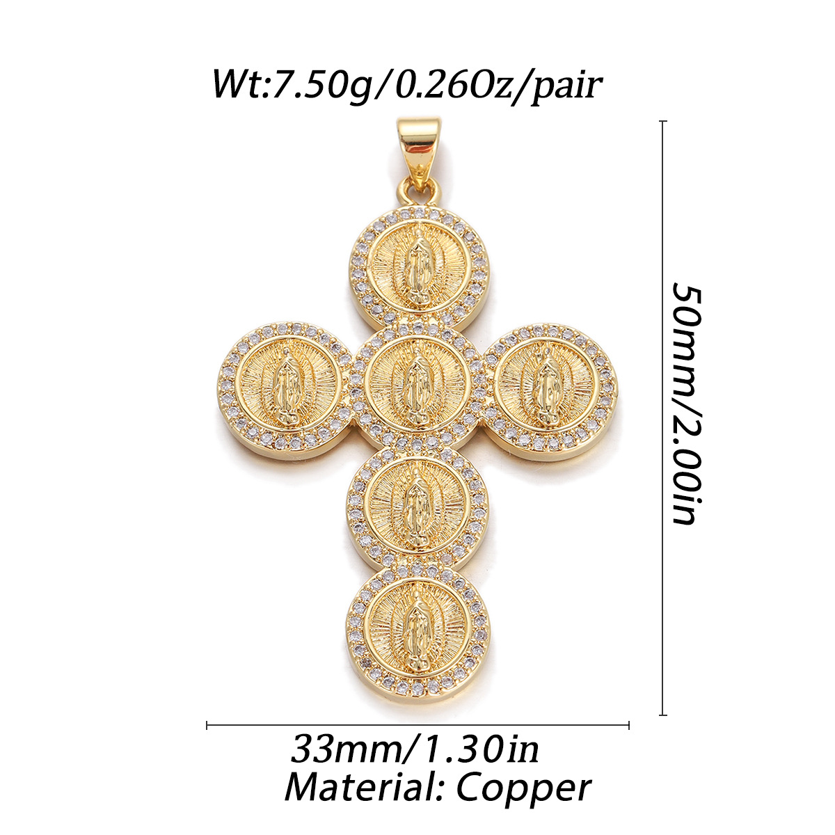 4g Weight Pendant, Chain Jewelry Making Type 20 * 33mm Jewelry Making Size Zircon Inlay Material DIY Jewelry Accessories Classification 1 Piece Quantity Copper Material Cross, Virgin Mary Pattern Plating Design Religion, Classic Style Style 1 Piece 20 * 33mm Copper Zircon Cross Virgin Mary Pendant Chain 3