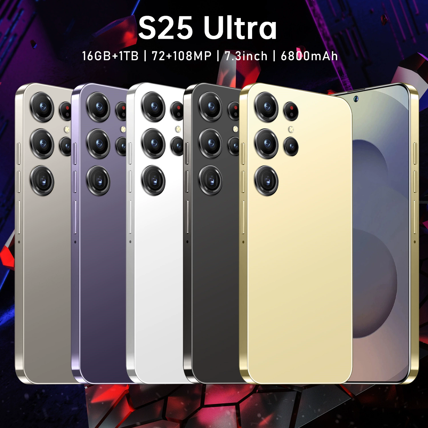 (Кросс-бордерная торговля) S25, мобильный телефон, смартфон, 7,3 дюйма, широкий экран, Android 14