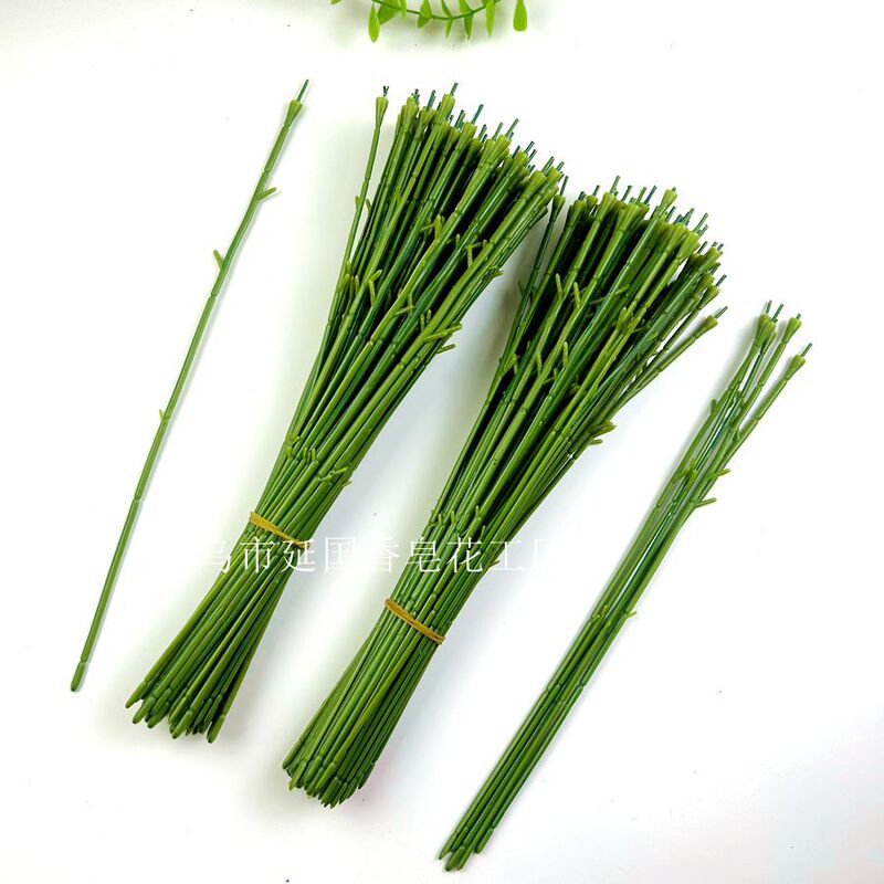 No. 2 Flower Stem Artificial Flower Wall Guide Flower Arrangement Pole Handmade DIY Silk Flower Material Green Wire Wrapped Fake Flower Branch