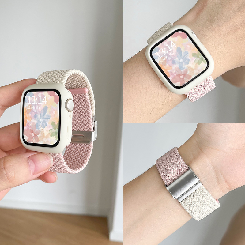 Suitable for Apple Iwatch10987S10 Nylon Applewtch6 Woven Autumn and Winter Girls Watch Strap Comfortable Style