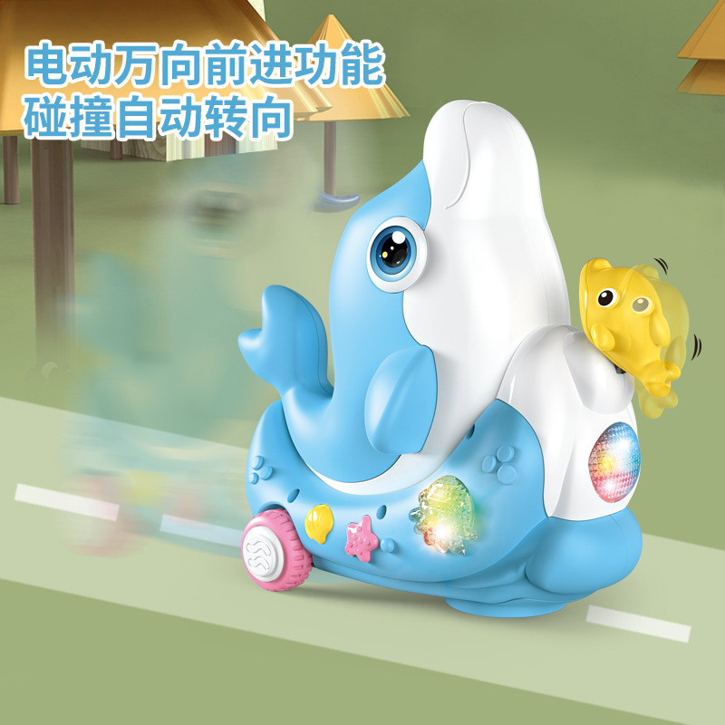 Bolas de soplado eléctricas de suspensión universal delfines de música cool iluminación dibujos animados animales juguetes para hombres y niñas