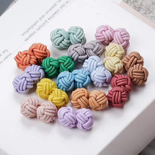 Elastic double-bead buttons, elastic rope, double-ball ball bead disc buttons, hand-woven Chinese style shirt cuff buttons