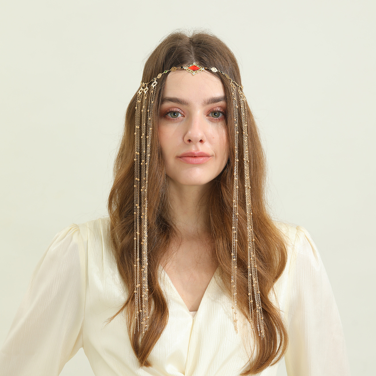 Exotic Accessories, Super Fairy Ancient Style Eyebrow Pendant, Long Chain Tassel Hair Chain, Geometric Personalized Headwear