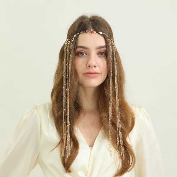 Exotic Accessories, Super Fairy Ancient Style Eyebrow Pendant, Long Chain Tassel Hair Chain, Geometric Personalized Headwear