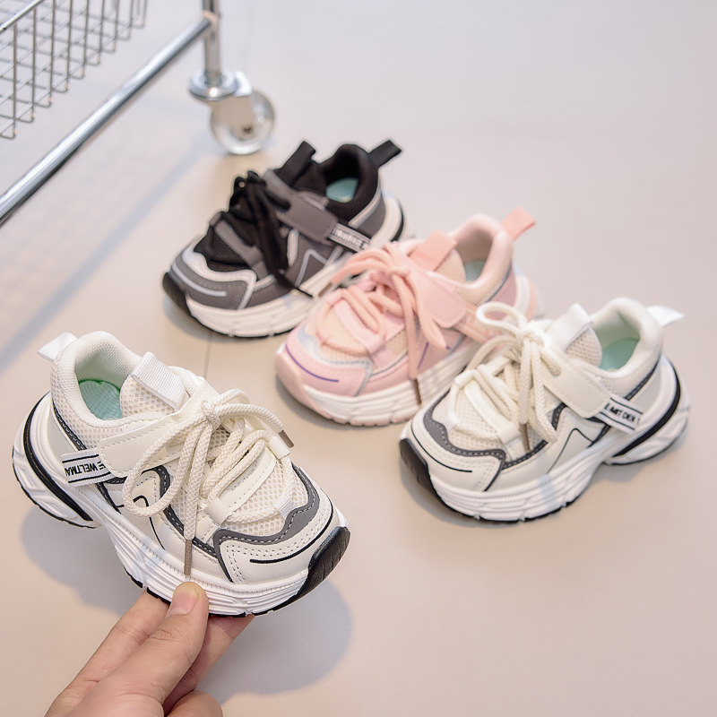 Zapatos deportivos para niños, zapatos de malla transpirables para niñas, primavera y otoño, nuevos zapatos casuales para niños con suela suave universal, stock transfronterizo