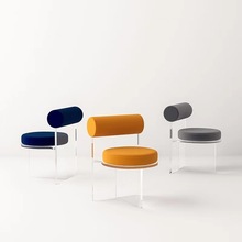 网红亚克力椅子透明水晶凳子靠背家用现代简约卧室化妆椅设计师
