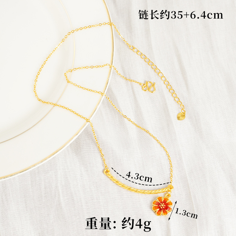 Vietnam Shajin Gesang Flower Series Pendientes Collar Anillo Temperamento simple Pulsera Twist Juego de cuatro piezas de imitación de oro