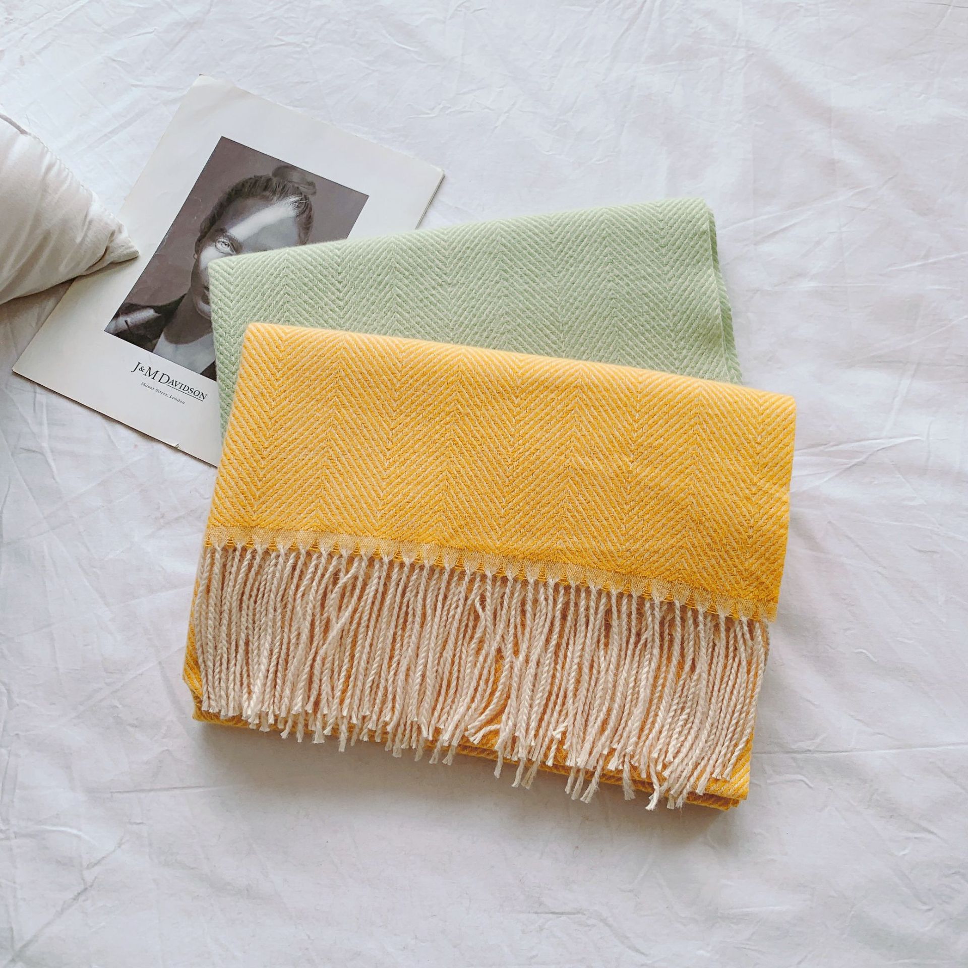 Estilo coreano puro color simple Cachemira bufanda mujer Otoño e Invierno fresco al aire libre estudiante caliente bufanda chal