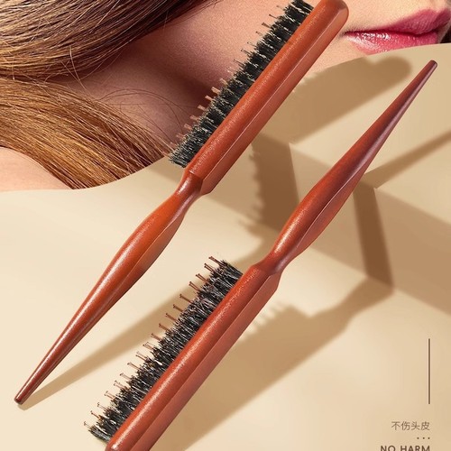 Pig bristle three-row comb hair style, evening dress hair style, three-row hat comb, hair styling comb, fluffy pointed tail comb